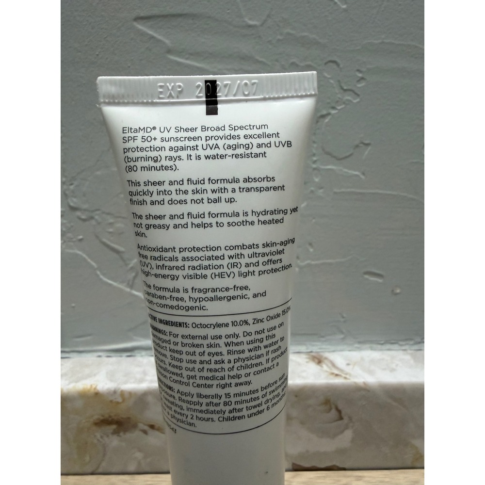 EltaMD UV Sheer Broad Spectrum SPF 50+ Face and Body Sunscreen 3oz Exp 07/2027 - Picture 2 of 3